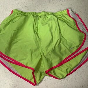 Nike Women's Neon Green and Pink Shorts